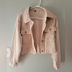 Button Up Crop Corduroy Jacket